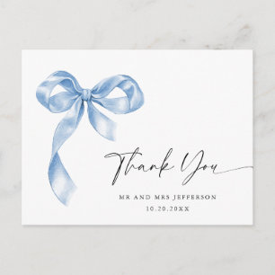 Cartão Postal Dusty Blue Hand Desenhou Arco Casamento Obrigado