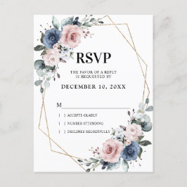 Cartão Postal Dusty Blue Mauve Eucalyptus Geométrico RSVP