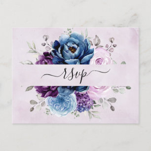 Cartão Postal Dusty Blue Purple Marinho Lilac Blooms Casamento R