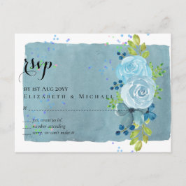 Cartão Postal Dusty Blue Teal Weding Trending Budget