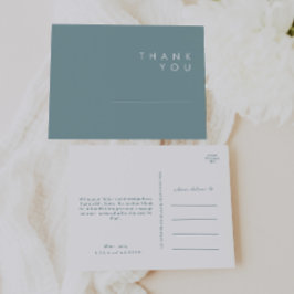 Cartão Postal Dusty Boho | Agradecimento de Casamento Azul e Ver