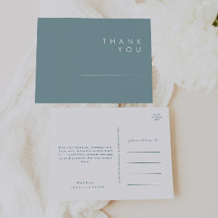 Cartão Postal Dusty Boho   Agradecimento de Casamento Azul e Ver