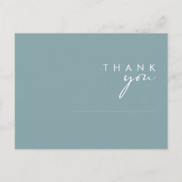 Cartão Postal Dusty Boho | Agradecimento de Casamento Azul e Ver