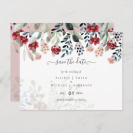 Cartão Postal Dusty Rosa Burgundy Casamento Floral