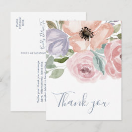 Cartão Postal Dusty Rosa Florals Obrigado