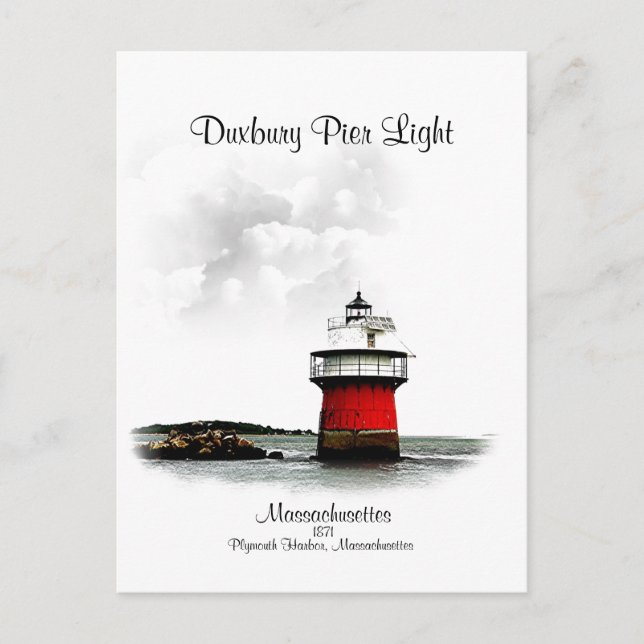 Cartão Postal Duxbury Pier Light - Massachusetts (Frente)