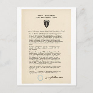 Cartão Postal Dwight D. Eisenhower's Order of the Day (1944)