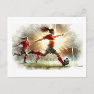 Cartão Postal Dynamic Women Soccer Match,
