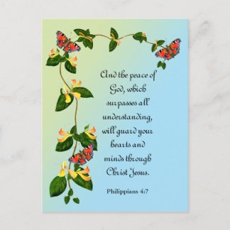 Cartão Postal E a paz de Deus que ultrapassa o verso Bíblia