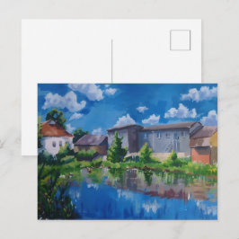 Cartão postal e arte de pintura do lago da paisage