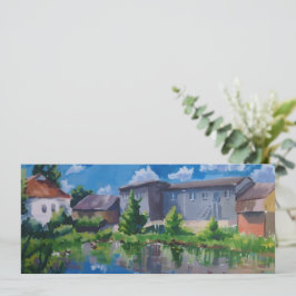 Cartão postal e arte de pintura do lago da paisage