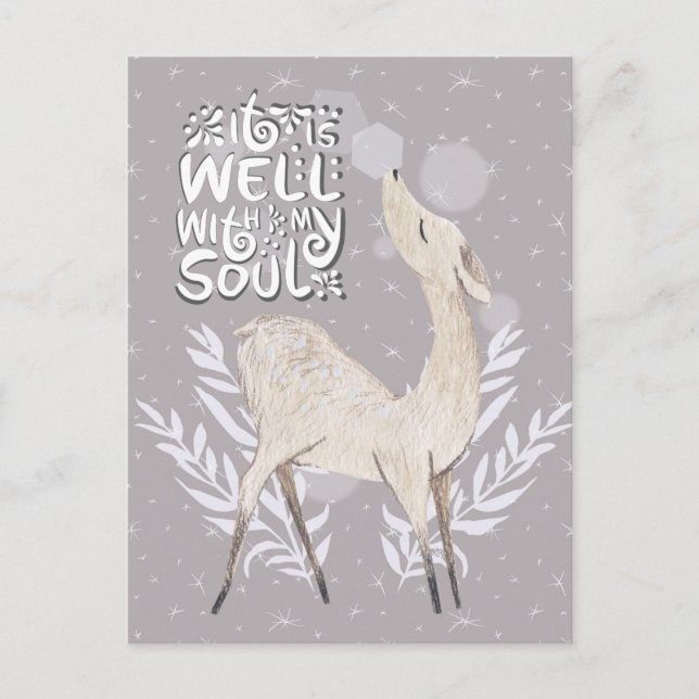 Cartão Postal É bem com a minha alma, a água do inverno, veado (Frente)