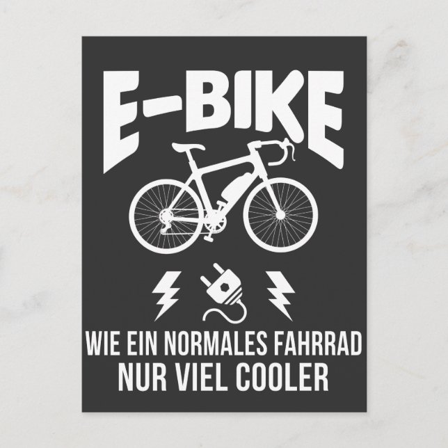 Cartão Postal E-Bike Elektro Fahrrad Spruch für Radfahrer (Frente)