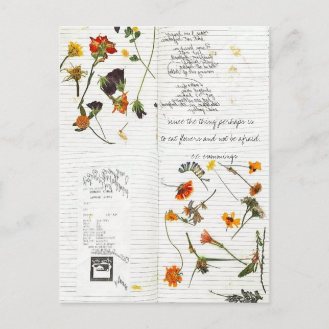 Cartão Postal e. cumes prensados flores diário cursivo (Frente)