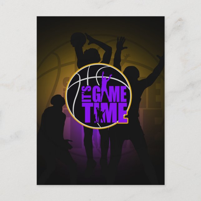 Cartão Postal É hora do jogo - Roxo e Dourado (Frente)