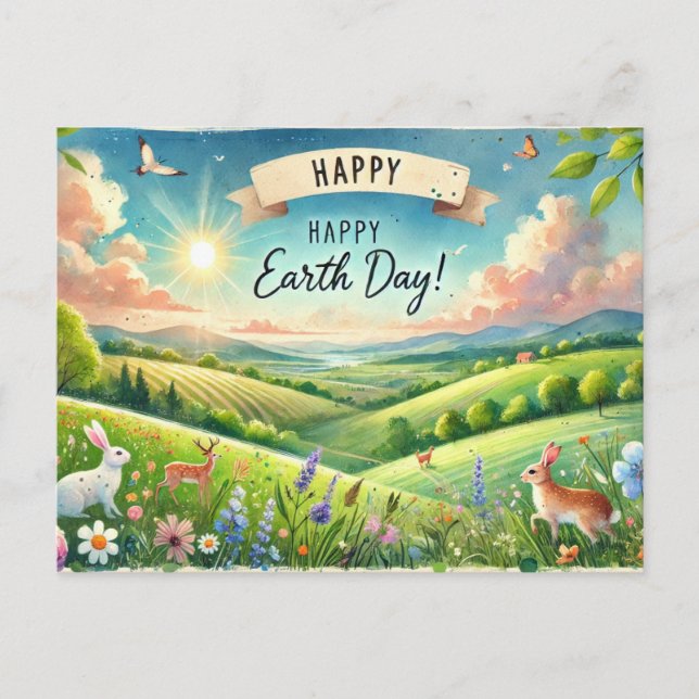 Cartão Postal É o Dia da Terra 22 de abril (Frente)