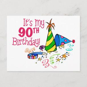 Cartão Postal É o meu aniversário de 90 (Chapéus de Festa)