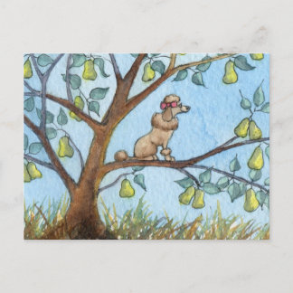 Cartão Postal E um poo-odle em uma pera...