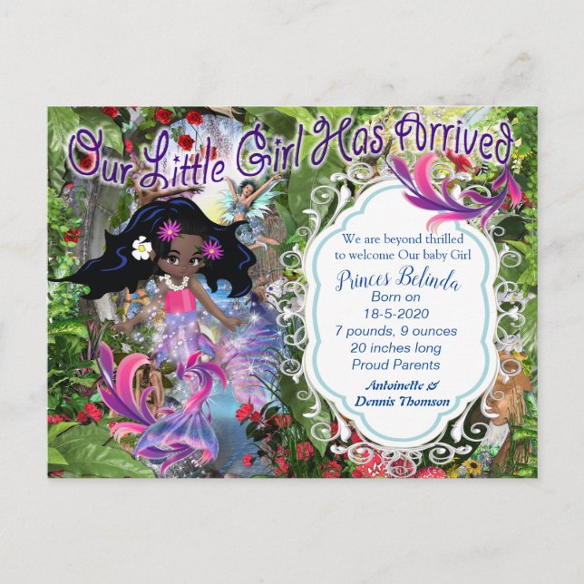 Cartão Postal É uma garota - um cartão-postal de sereia de fada (Frente)