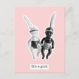 Cartão Postal É uma menina - Bonecas Índias Preto e Branco