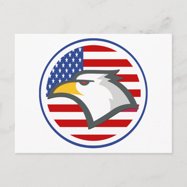 Cartão Postal Eagle American Flag (Frente)