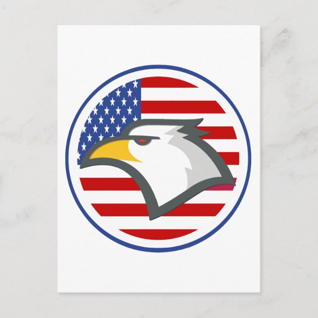 Cartão Postal Eagle American Flag (Frente)