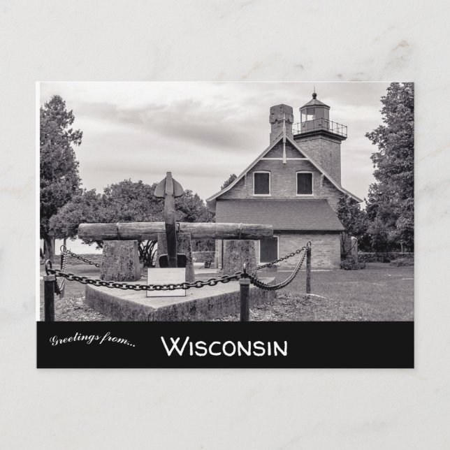 Cartão Postal Eagle Bluff Lighthouse Door County em Wisconsin (Frente)