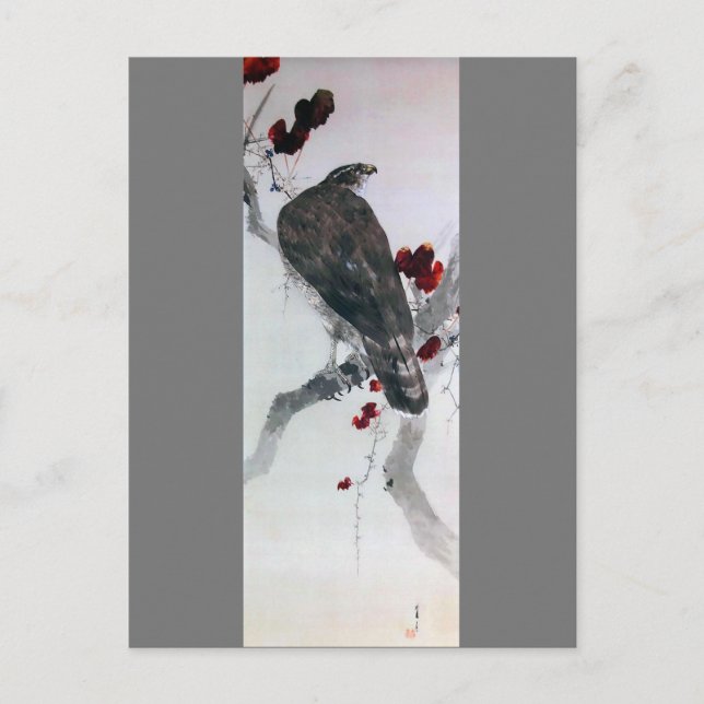 Cartão Postal Eagle e Red Ivy Leaf, Watanabe Seitei (Frente)