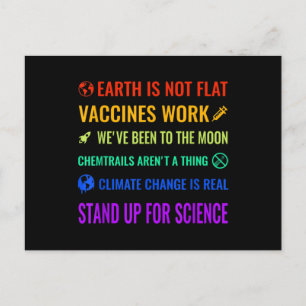 Cartão Postal Earth is Not Flat Vaccines Work Funny science
