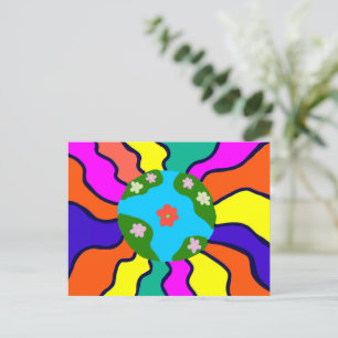 Cartão Postal Earth Retro Vibes Art