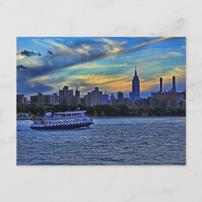 Cartão Postal East River View of Sunset Over the NYC Skyline (Frente)