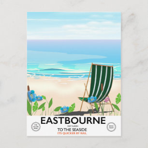 Cartão Postal Eastbourne Beach East Sussex poster de viagens