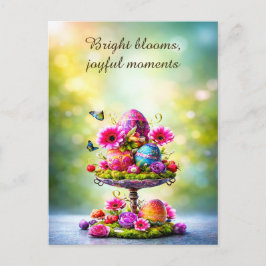 Cartão Postal Easter Greeting Card Bright Floral Spring