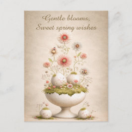 Cartão Postal Easter Greeting Card Floral Soft Spring Elegant