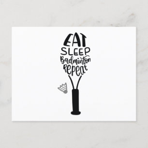Cartão Postal Eat sleep badminton repeat