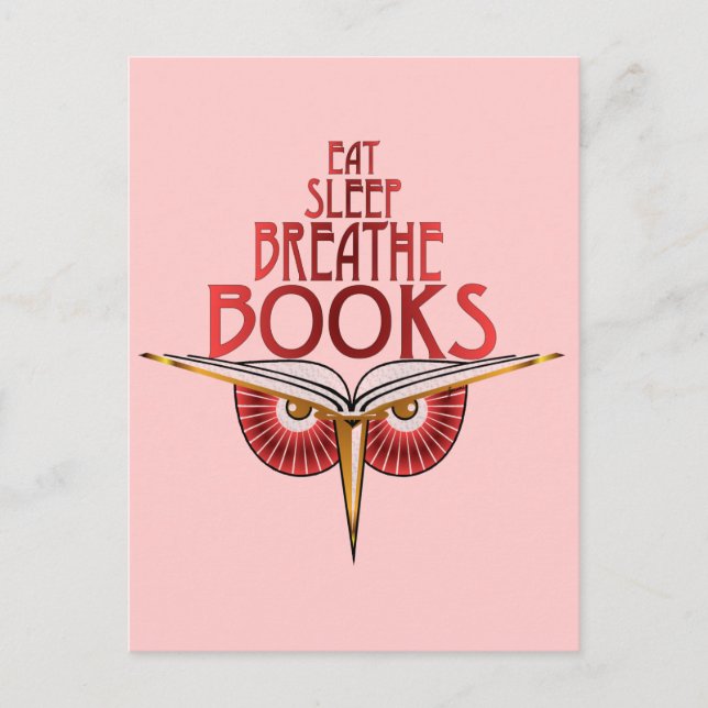 Cartão Postal Eat Sleep Respirar Cartão-postal dos Livros (Frente)