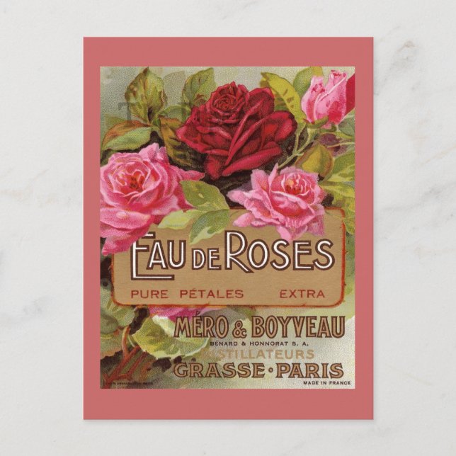 Cartão Postal Eau De Rosa Francês (Frente)