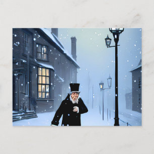 Cartão Postal Ebenezer Scrooge Snowy Rua Vitoriana