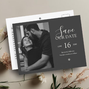 Cartão Postal Ebony & Ivory   Chic Minimal Save the Date Photo