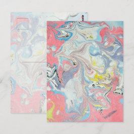 Cartão Postal Ebru Arte Pastel Abstrato — Assinatura Matte