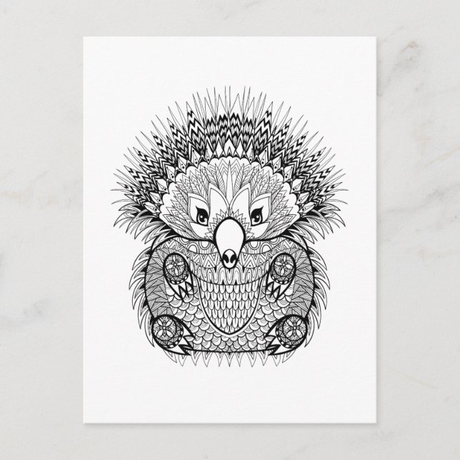 Cartão Postal Echidna Rabiscada à Mão (Frente)