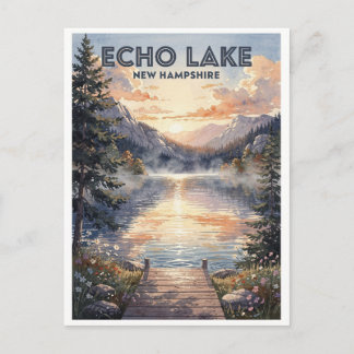 Cartão Postal Echo Lake New Hampshire Viagem Antiga