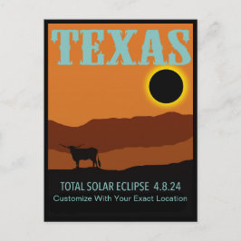 Cartão Postal Eclipse do Texas PERSONALIZÁVEL