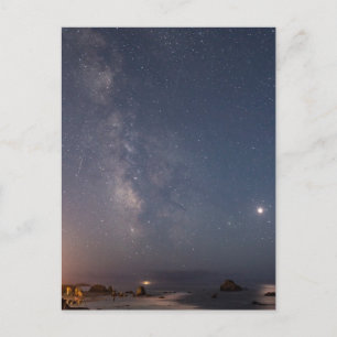 Cartão Postal Eclipse Lunar & Via Láctea Praia de Bandon Orego