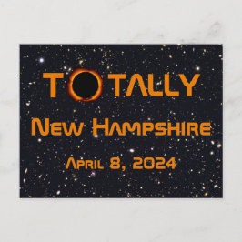 Cartão Postal Eclipse Solar 2024 Totalmente Nova Hampshire