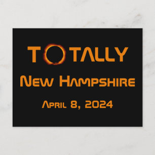 Cartão Postal Eclipse Solar 2024 Totalmente Nova Hampshire