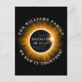 Cartão Postal Eclipse Solar de Totalidade da Família Personaliza