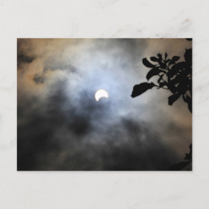 Cartão Postal Eclipse Solar Parcial Visto Atrás de uma Folha de