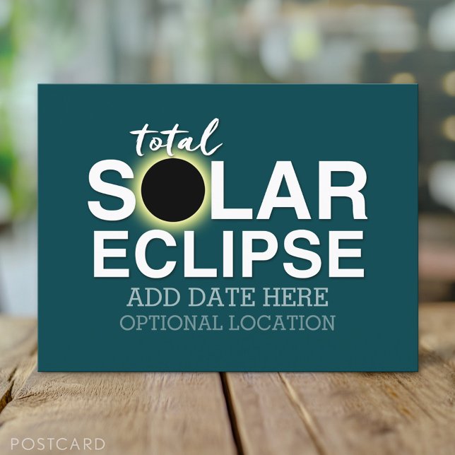 Cartão Postal Eclipse Solar Total - 2024 ou data personalizada (Total Solar Eclipse Postcard)