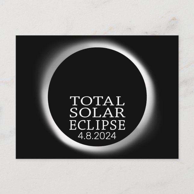 Cartão Postal Eclipse Solar Total - 2024 ou data personalizada (Frente)